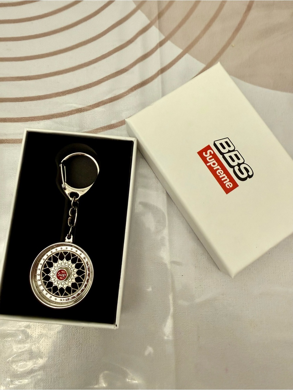 🔥Supreme® x BBS RS Rim Keychain New in Box FW2025 Chrome Mesh Wheel Key Chain